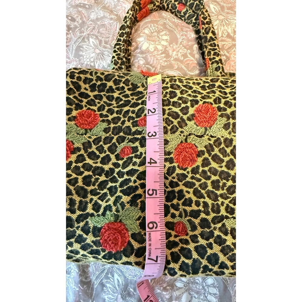 Cind E Original Vtg Leopard Rose Tapestry Tote Bag Animal Print Floral - Picture 7 of 16